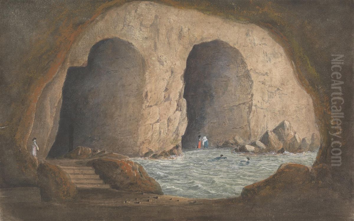 View of the Caves of Syrini - Sorrento/ Bay of Naples Oil Painting by Isaac Weld