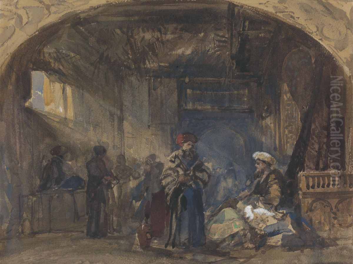 Cairo Bazaar Oil Painting by William James Muller