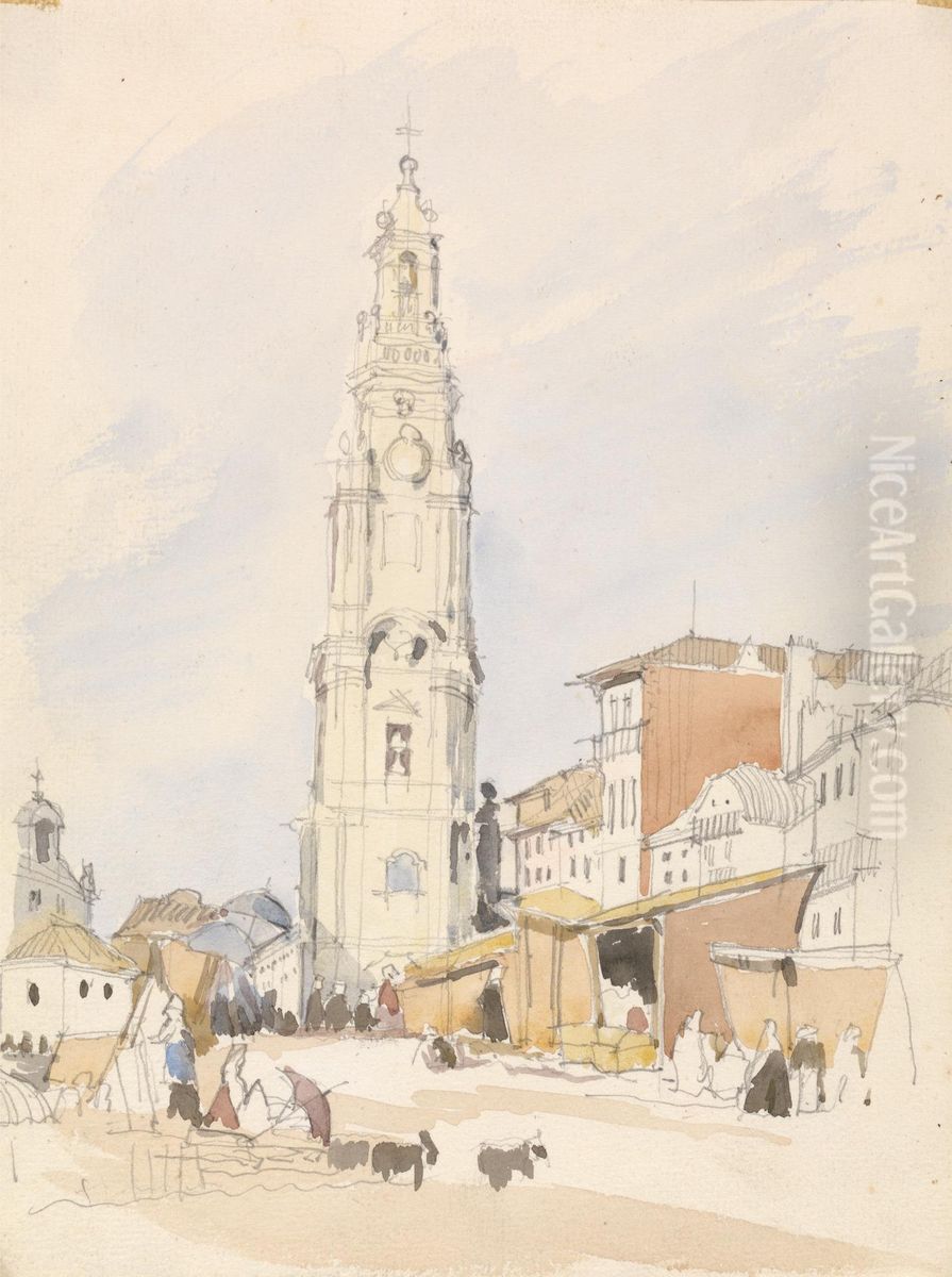 The Tower of the Clergy, Oporto Oil Painting by James Holland