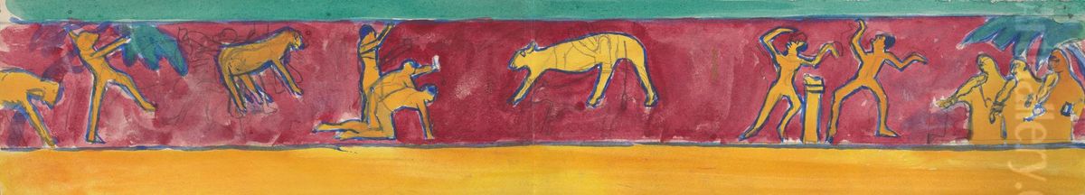 Study for Mural of Calf and Worshipping Figures Oil Painting by Spencer Gore