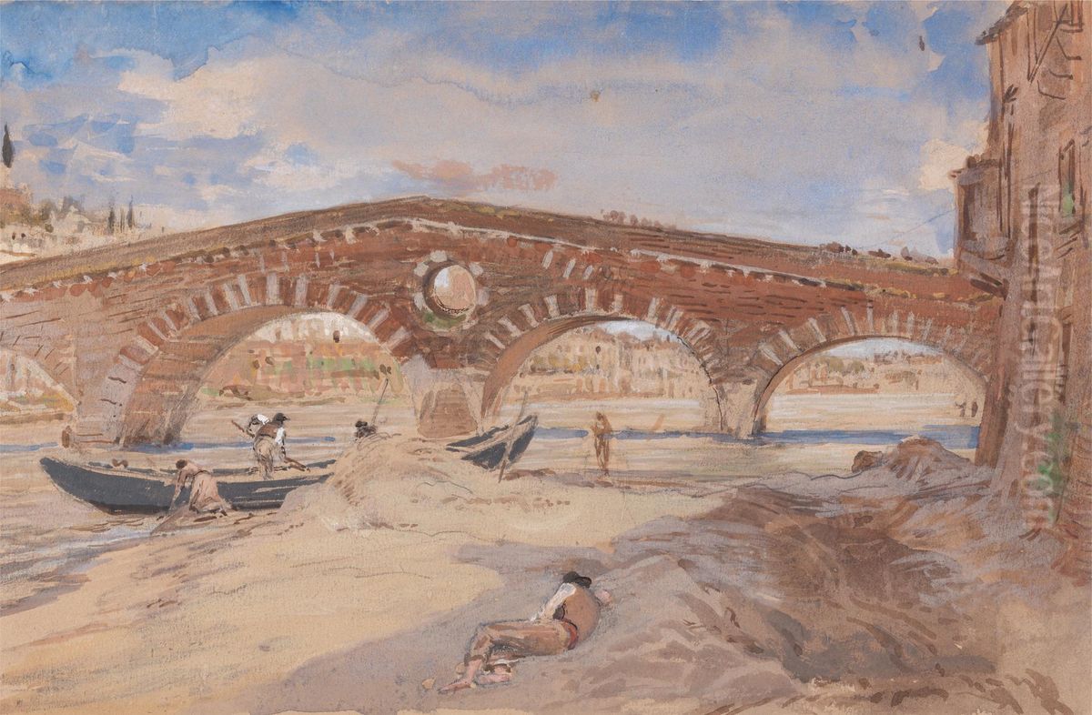 Ponte Pietra, Verona Oil Painting by John Ruskin