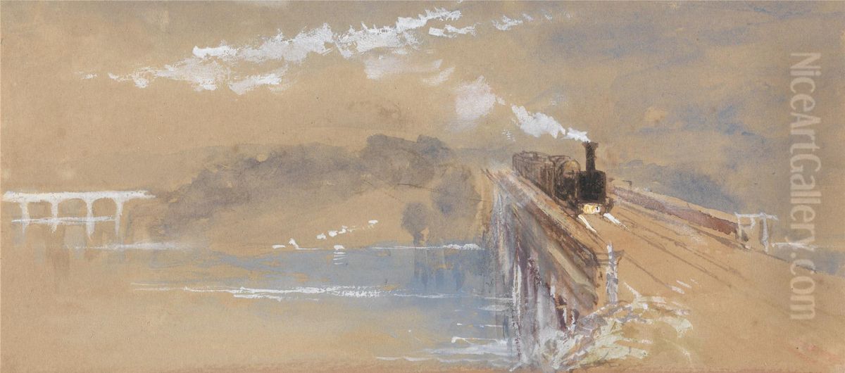 Rain, Steam and Speed Oil Painting by Myles Birket Foster