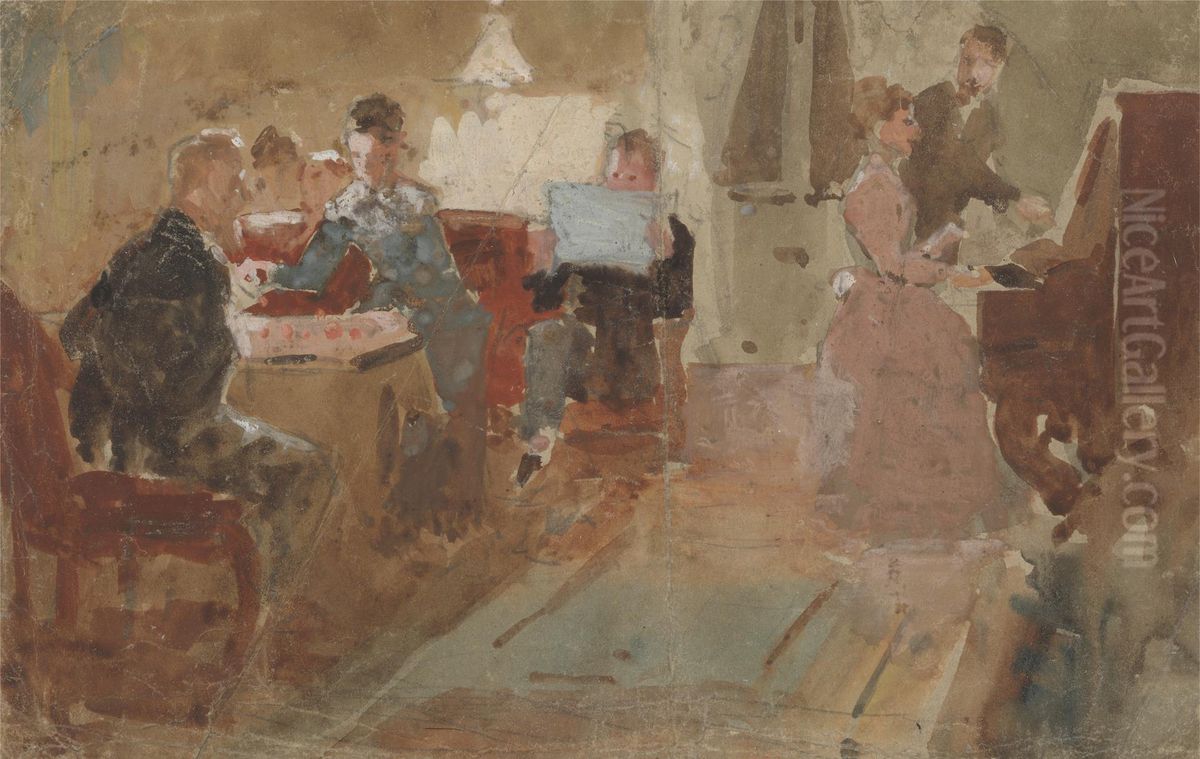 Evening Entertainments Oil Painting by Charles Keene