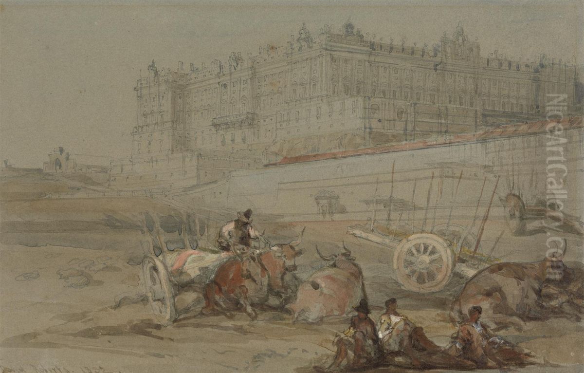 The Royal Palace, Madrid, 1832 Oil Painting by David Roberts