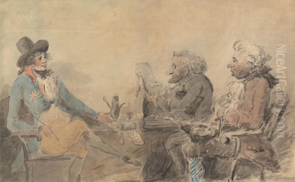 The Prince Regent and the Moneylenders Oil Painting by Henry Bunbury