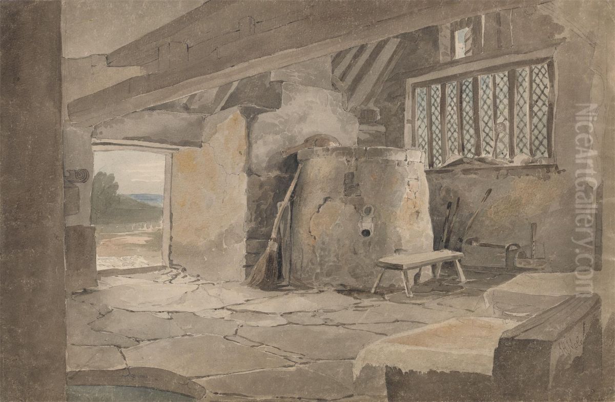 Study of a Cottage Interior Oil Painting by John Mole