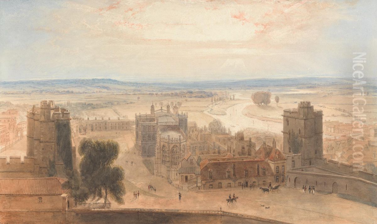 View from the Round Tower, Windsor Castle Oil Painting by William Daniell RA