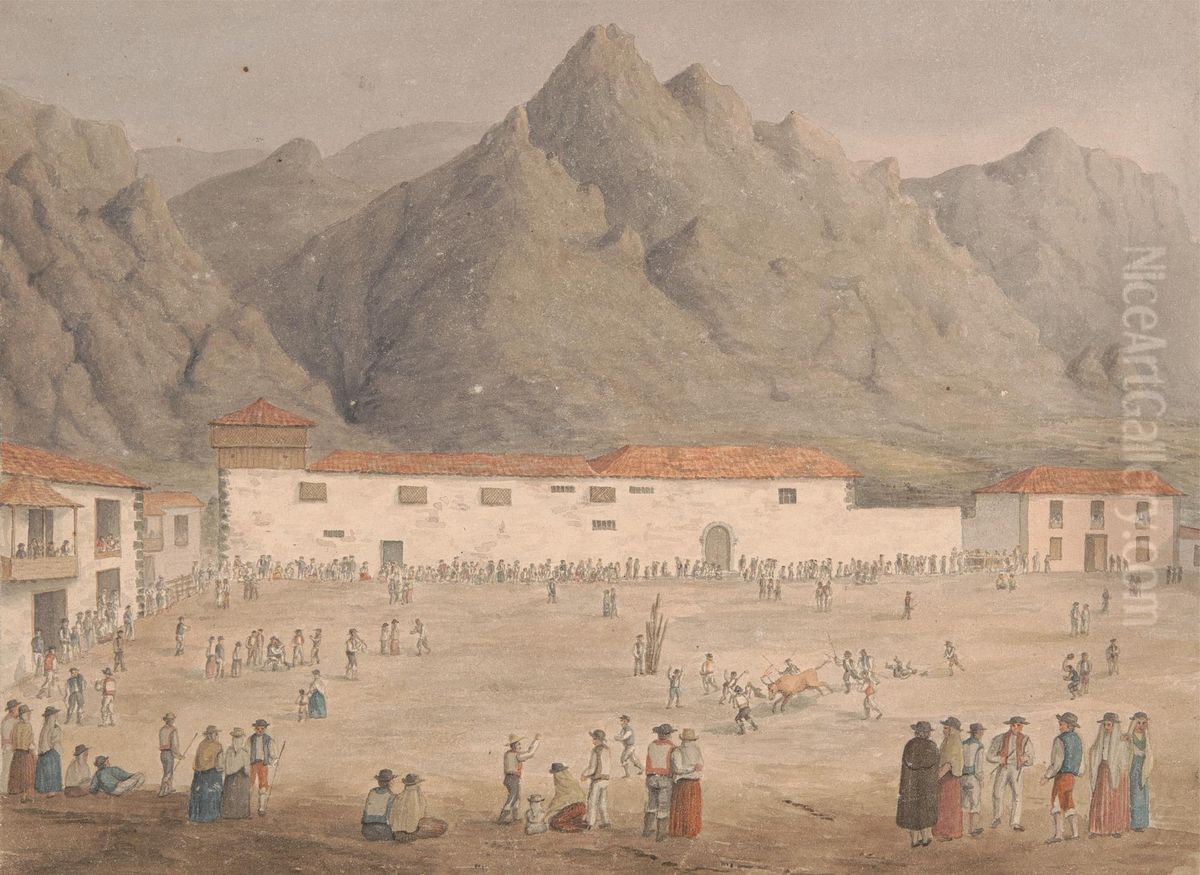 Square in the Village of Los Silos, Tenerife Oil Painting by Alfred Diston