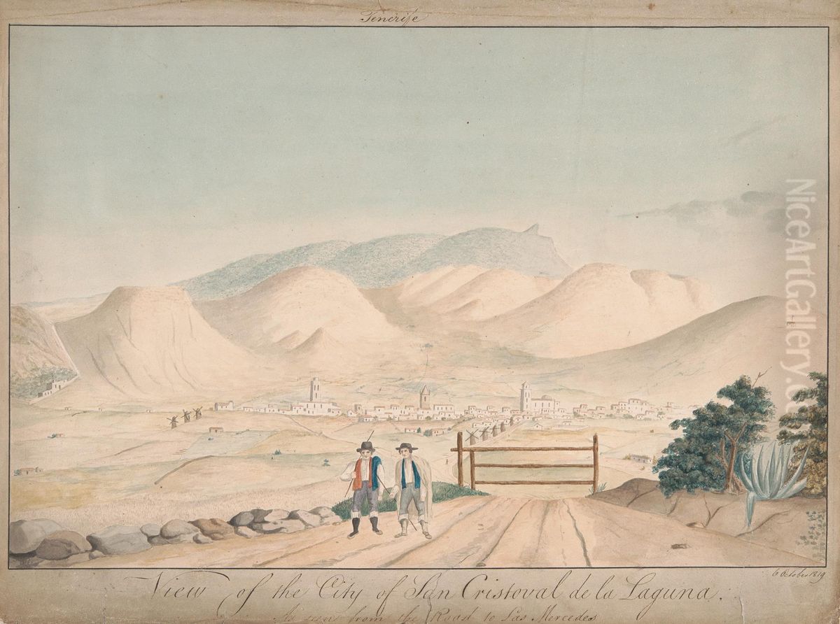 View of the City of San Cristoval de la Laguna as Seen from the Road to Las Mercedes Oil Painting by Alfred Diston