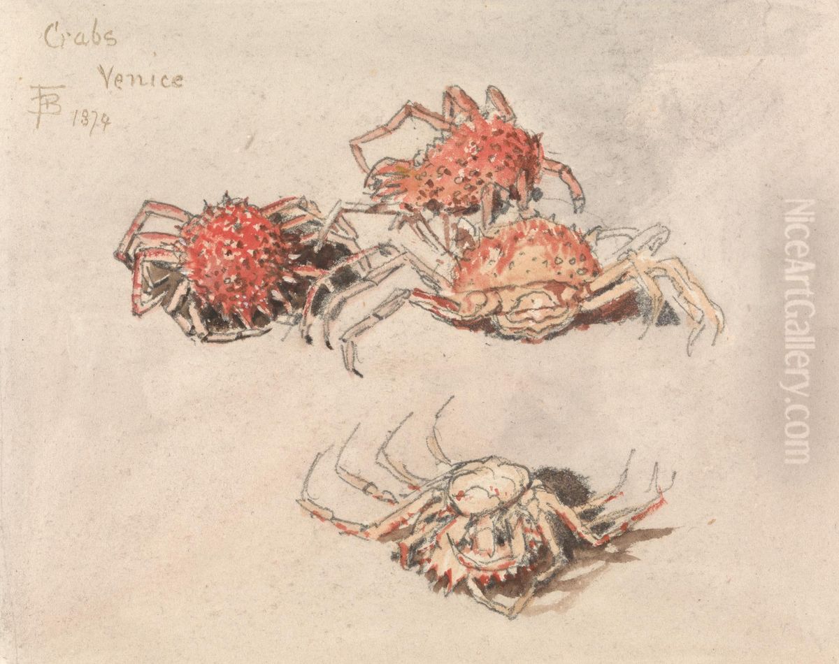 Studies of Spider Crabs, Venice Oil Painting by Myles Birket Foster