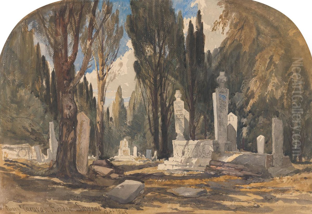 Near the Caravan Bridge, Smyrna Oil Painting by William James Muller