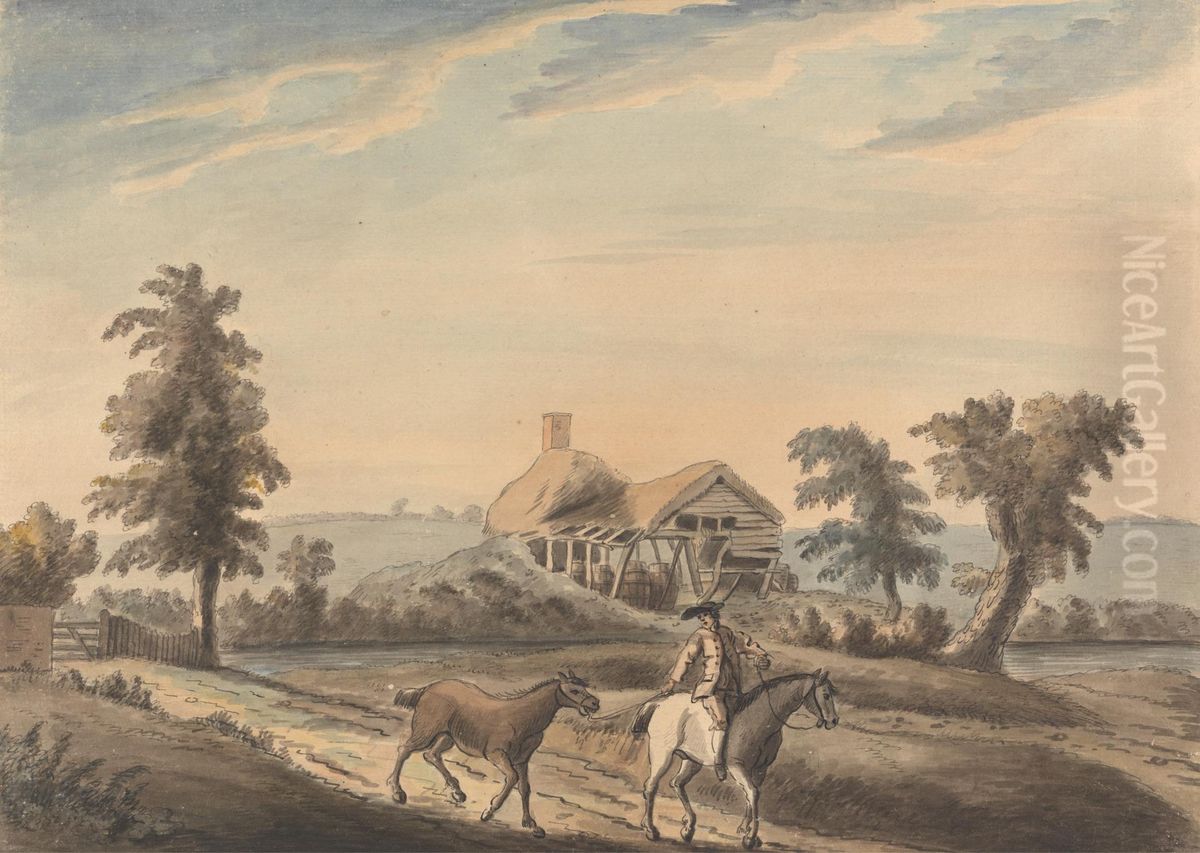 View near Arwington Hall, Suffolk Oil Painting by Francis Grose