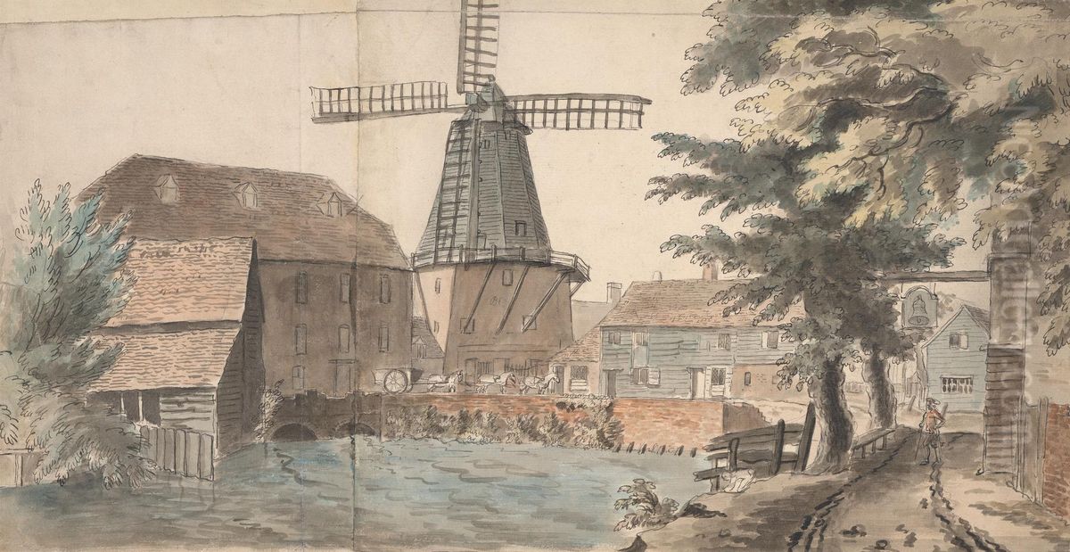 The Windmill, Wandsworth Surrey Oil Painting by Francis Grose