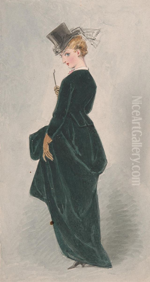 Lady in Green Dress Oil Painting by Adelaide Claxton