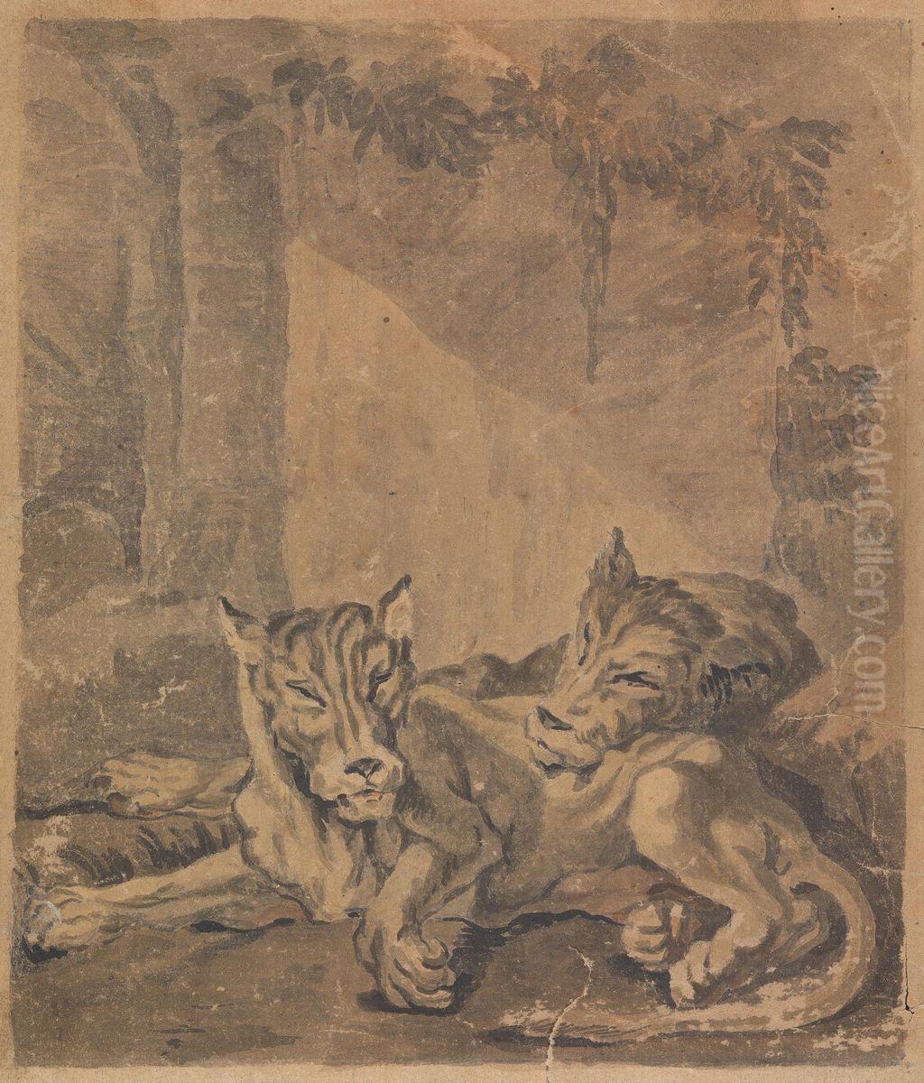 Two Tigers Oil Painting by Sawrey Gilpin