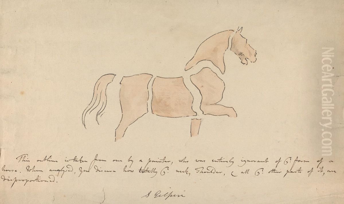 Disproportioned Horse Drawing Oil Painting by Sawrey Gilpin