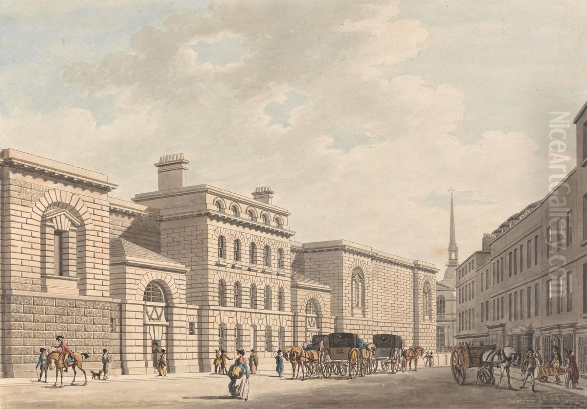 Newgate Oil Painting by Thomas Malton