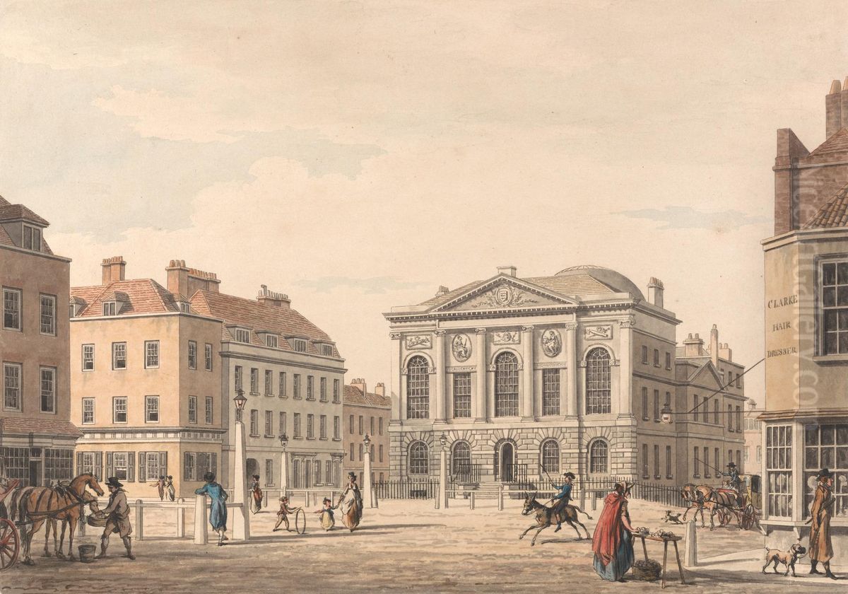 The Sessions House, Junction of Farringdon and Clerkenwell Roads Oil Painting by Thomas Malton