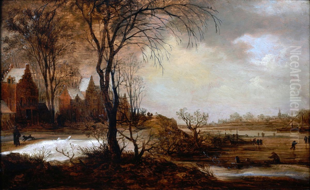 Winter pleasures outside a small town Oil Painting by Frans de Momper