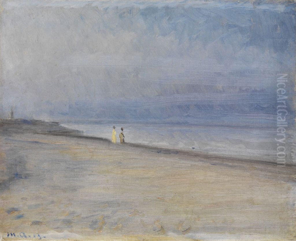 View of a beach. Oil Painting by Michael Peter Ancher