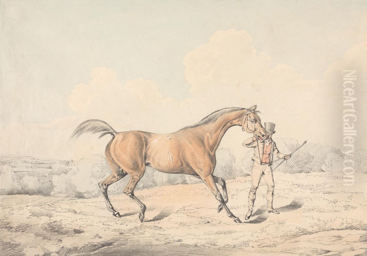 A Groom Leading a Bay Horse Oil Painting by Henry Thomas Alken