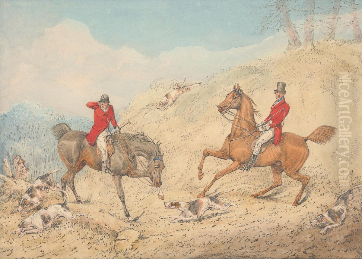 The Huntsman and a Rider Encouraging the Hounds Oil Painting by Henry Thomas Alken
