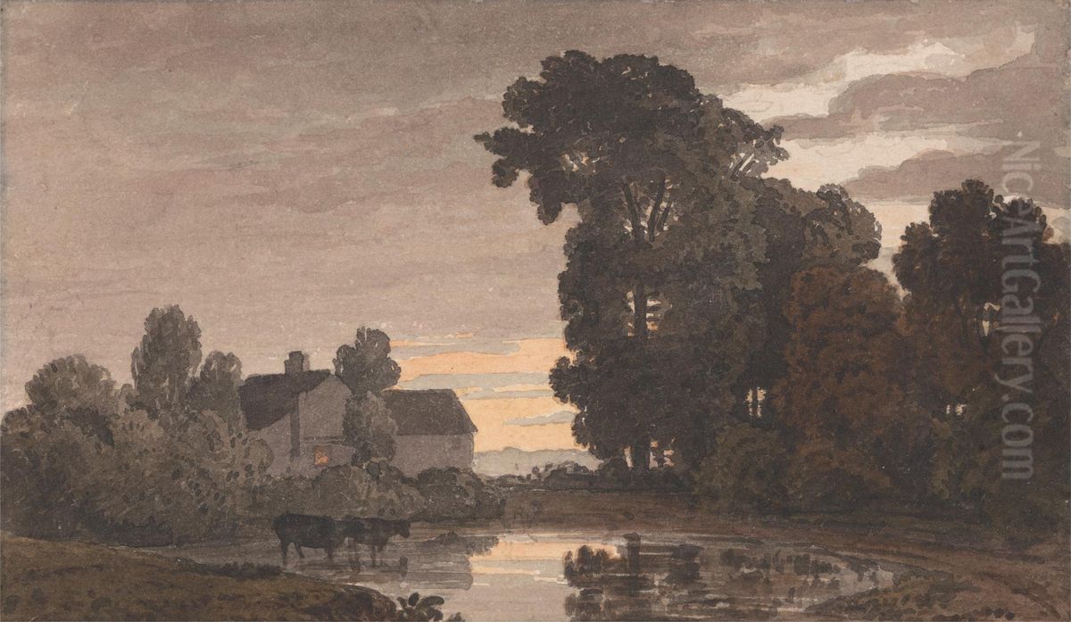 The Pool at Evening Oil Painting by George Barret, Jr.