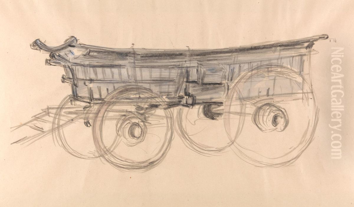 Sussex Farm Wagon Oil Painting by Robert Bevan