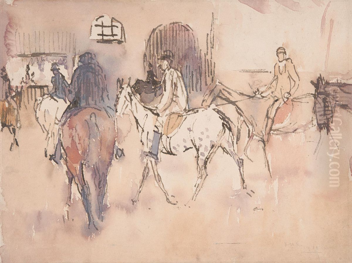 The Riding School Oil Painting by Joseph Crawhall