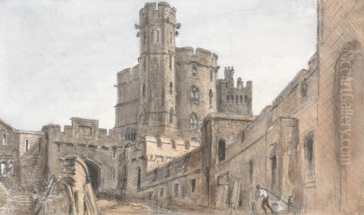 Windsor Castle - Devil's Tower, July 17, 1832 - 11 am Oil Painting by William Crotch