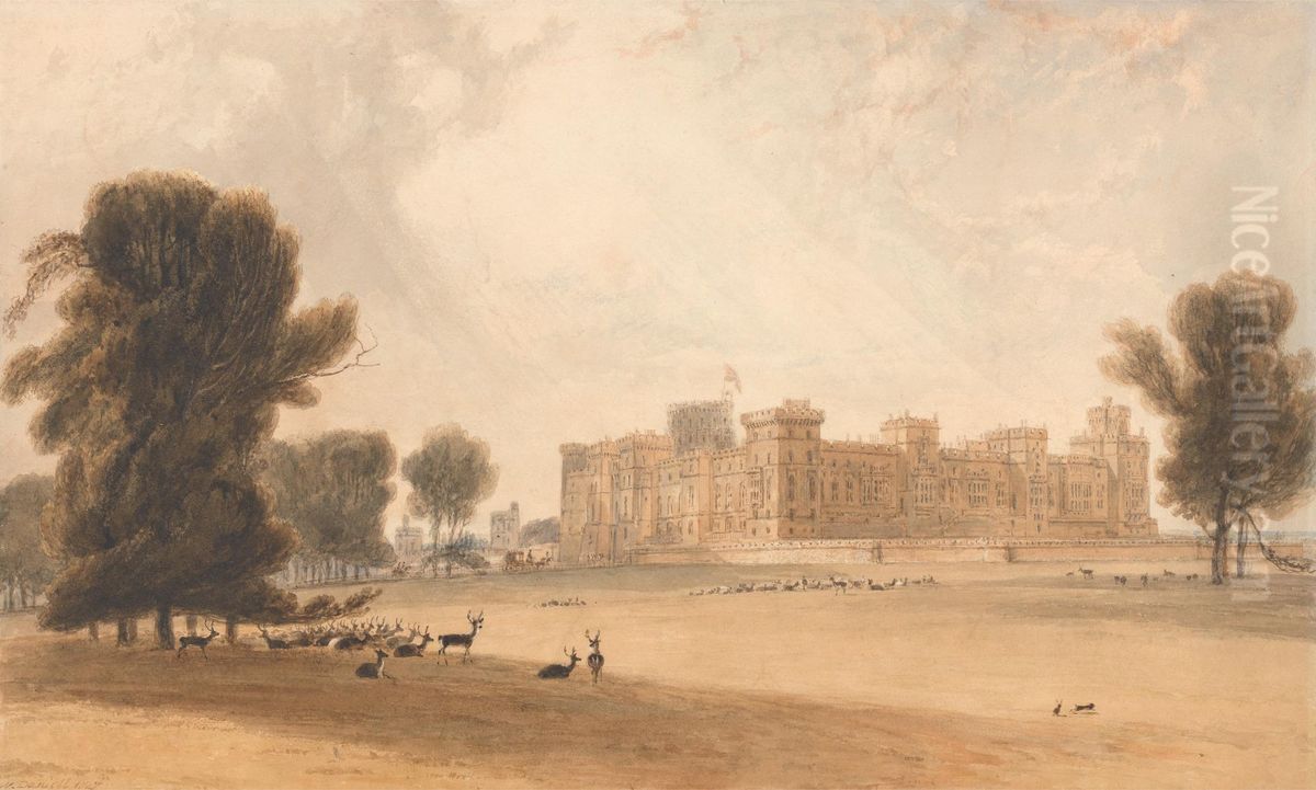 Windsor Castle from the South Oil Painting by William Daniell RA