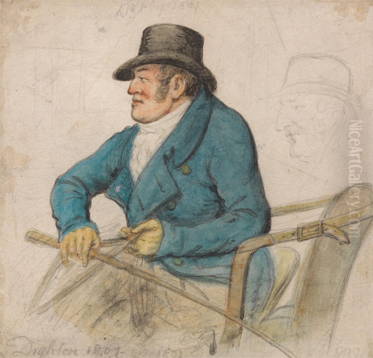 on a Box Seat, Holding Reins and Whip Oil Painting by Robert Dighton
