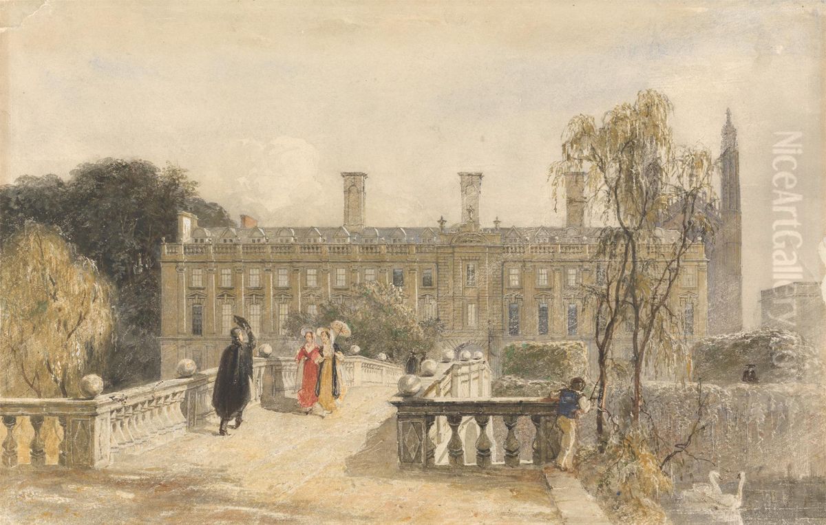 Clare College, Cambridge Oil Painting by George Haydock Dodgson