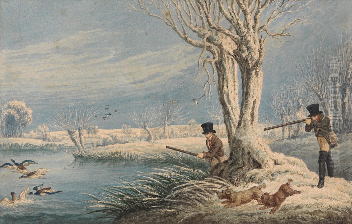 Wild Duck Shooting Oil Painting by Edward Duncan