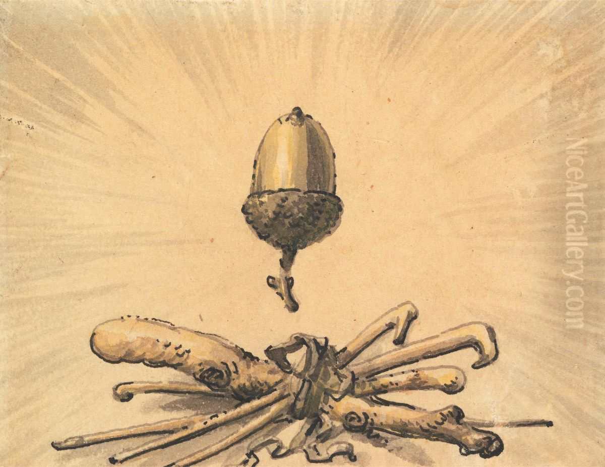 Acorn Strength Oil Painting by Julius Caesar Ibbetson