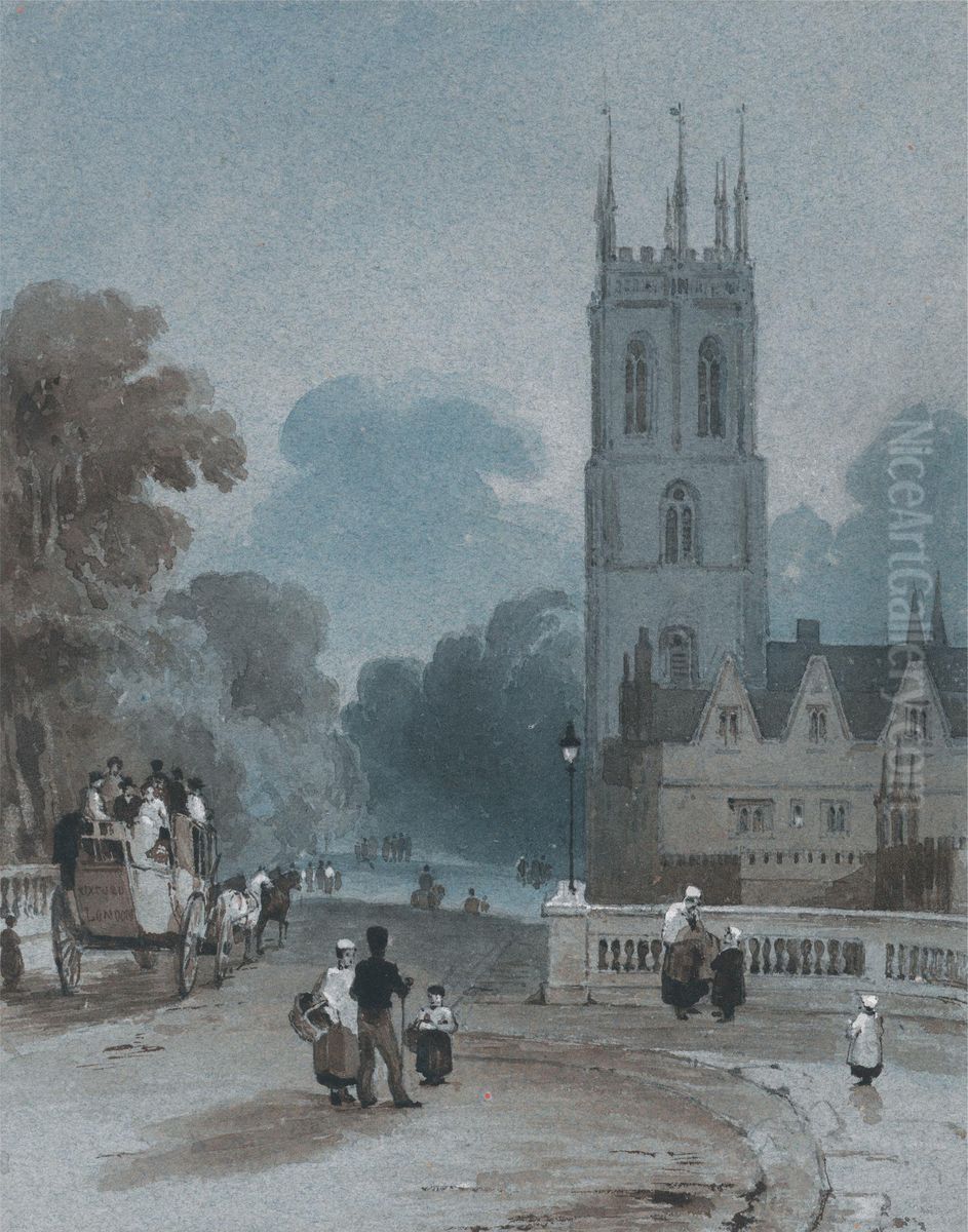 Magdalen Tower and Bridge, Oxford Oil Painting by George Jones