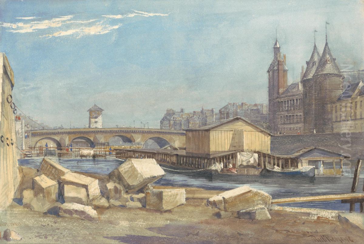 Ile de la Cite, the Pont au Change, and the Conciergerie, Paris, 1837 Oil Painting by Richard Redgrave