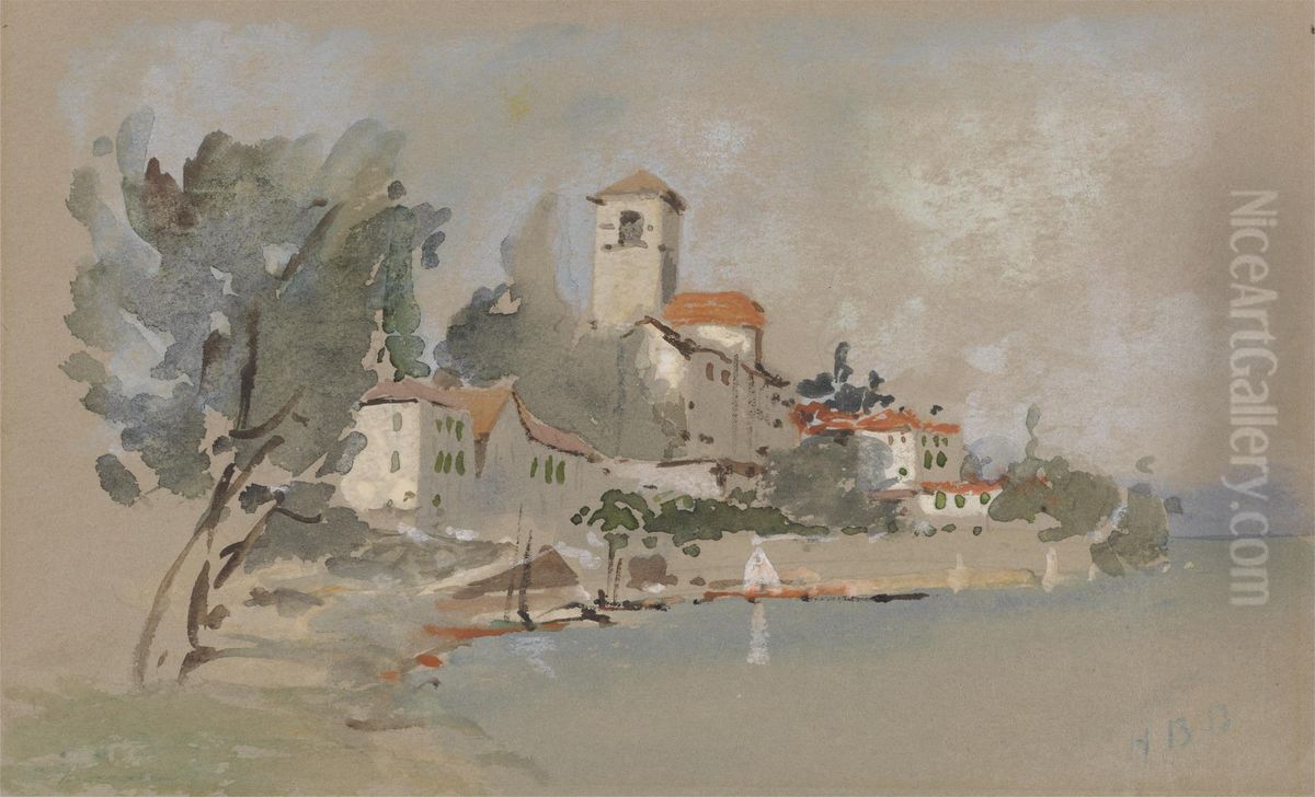 A Villa near the Sea Oil Painting by Hercules Brabazon Brabazon