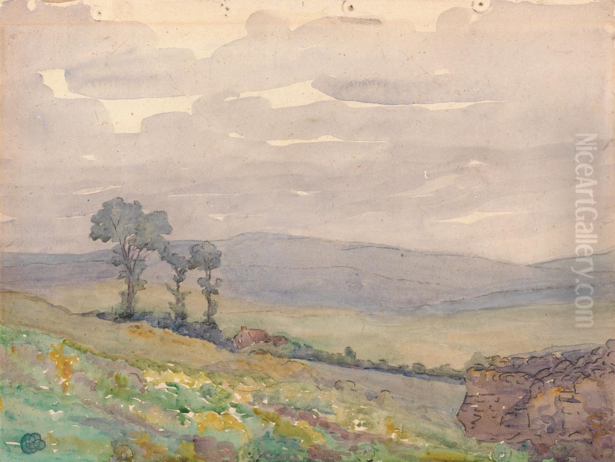 Landscape with Three Trees Oil Painting by Robert Bevan