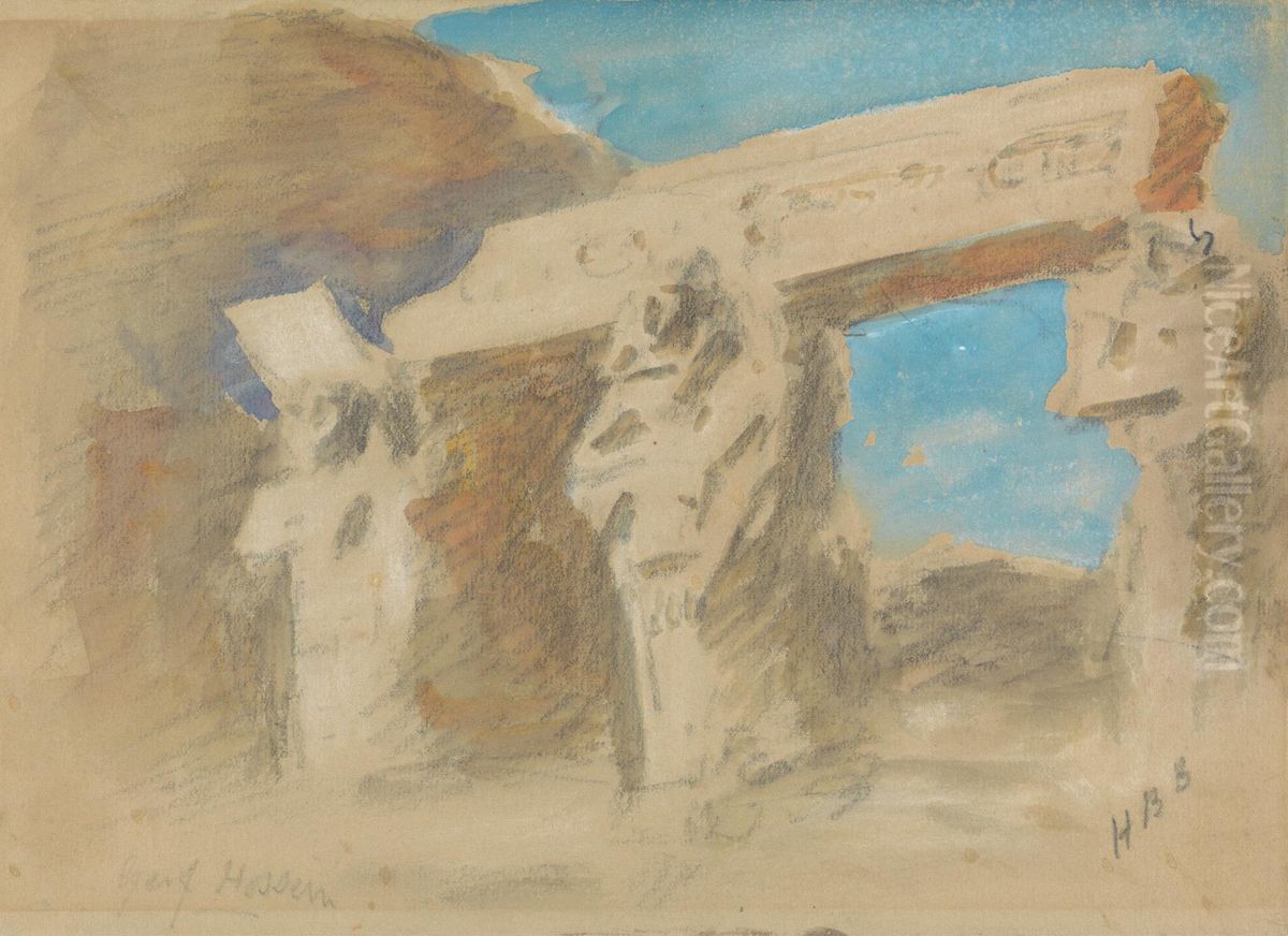 Temple of Gerf Hussein Oil Painting by Hercules Brabazon Brabazon