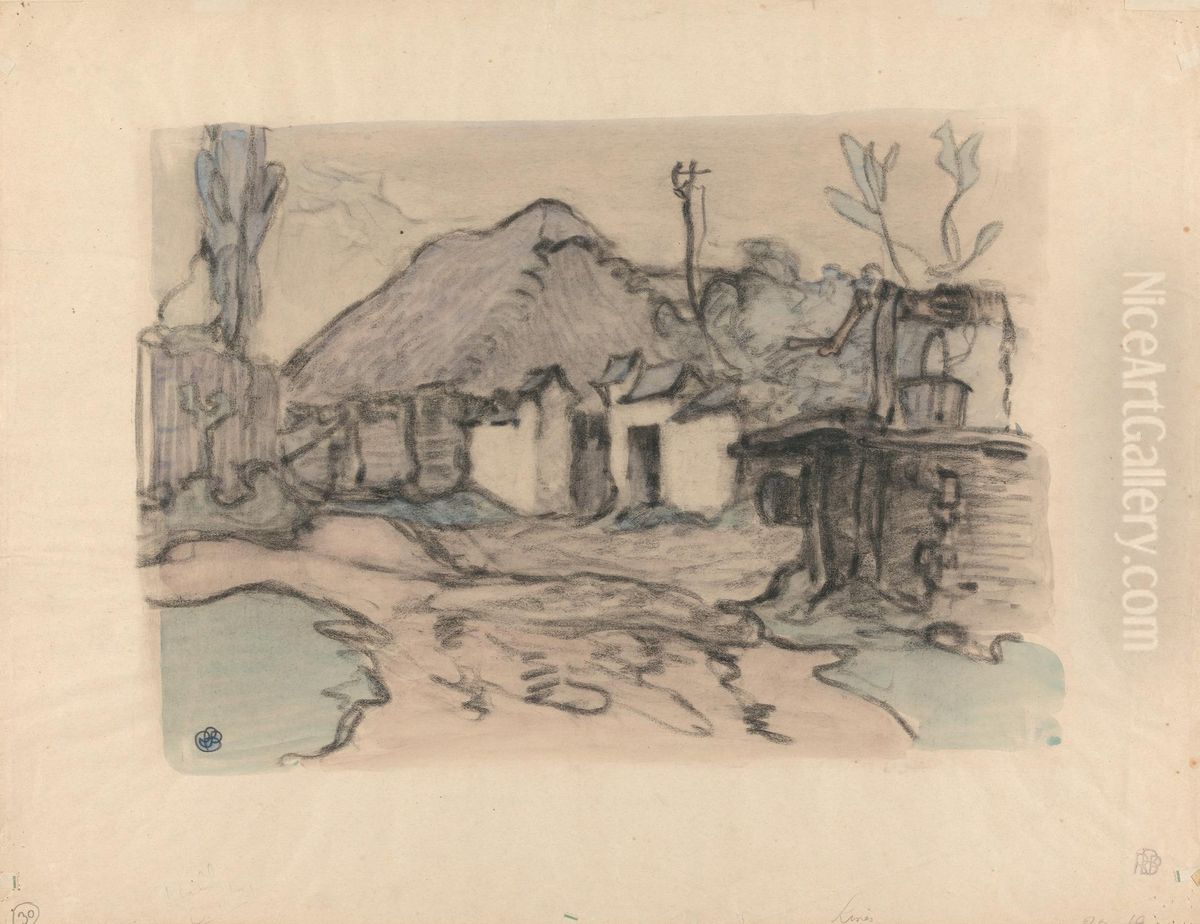 Farm Buildings and Well, Poland Oil Painting by Robert Bevan