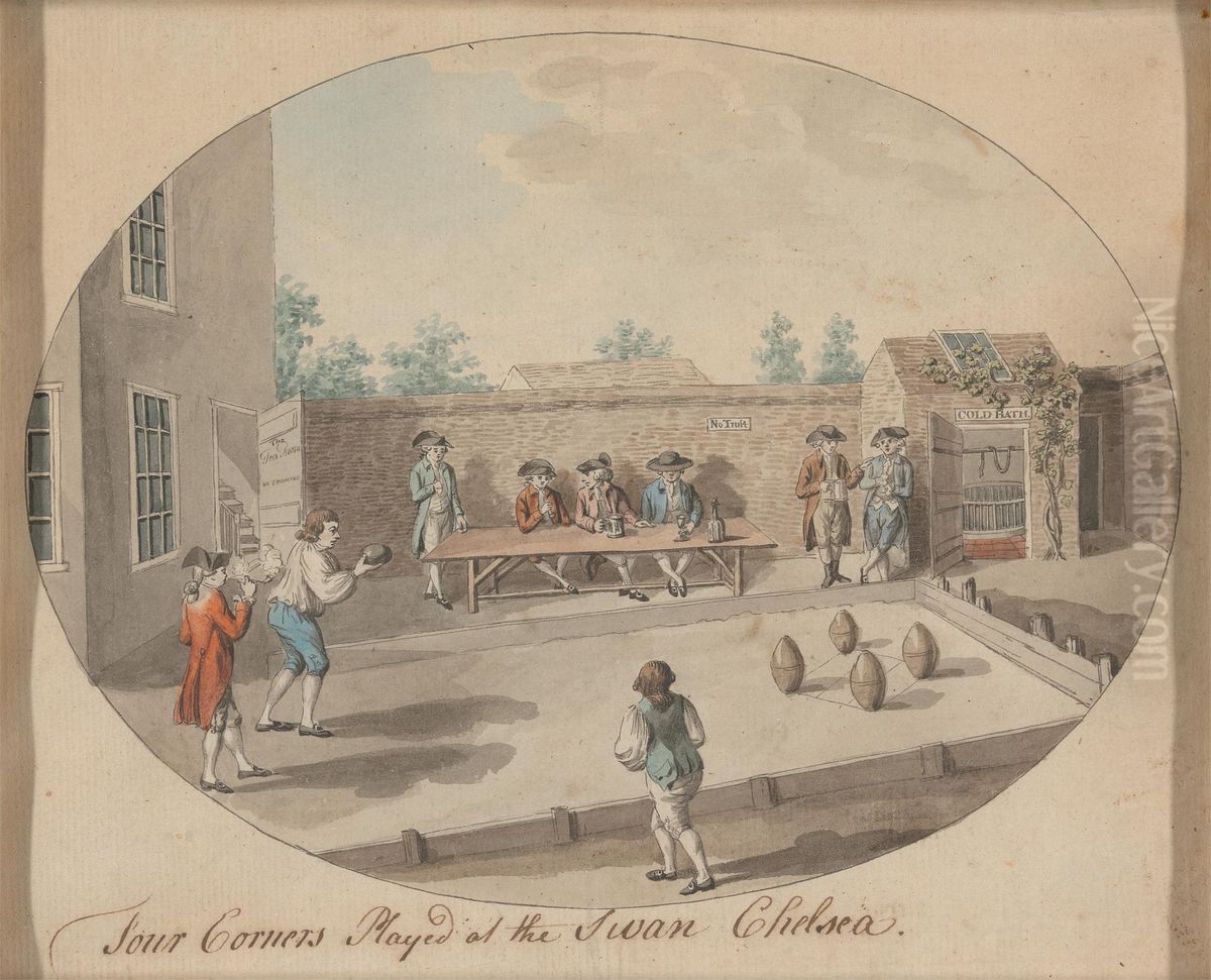 Four Corners Played at the Swan, Chelsea Oil Painting by Robert Dighton