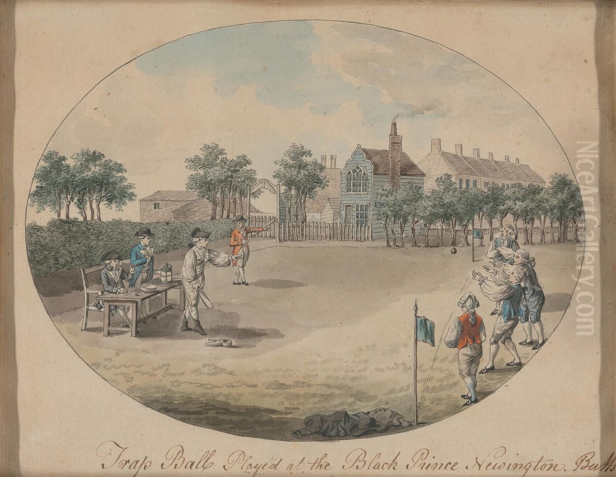 Trap Ball Played at the Black Prince, Newington, Butts Oil Painting by Robert Dighton