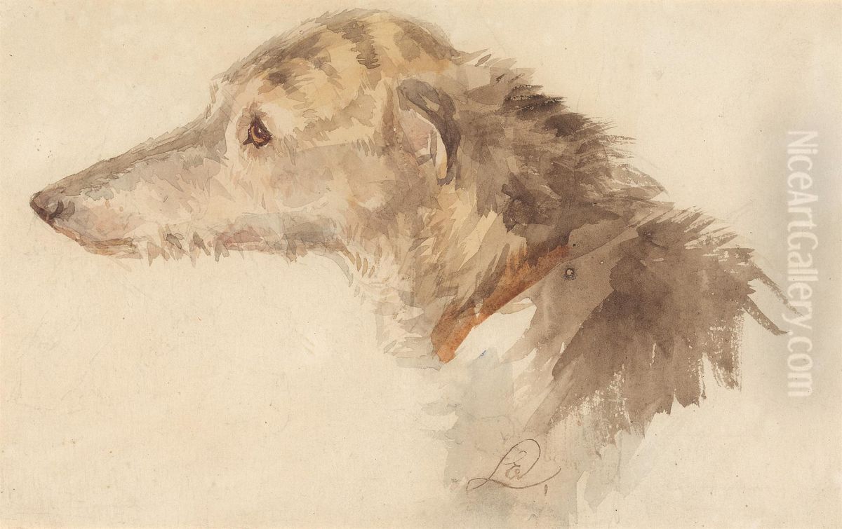 An Irish Wolfhound Oil Painting by Sir Edwin Henry Landseer