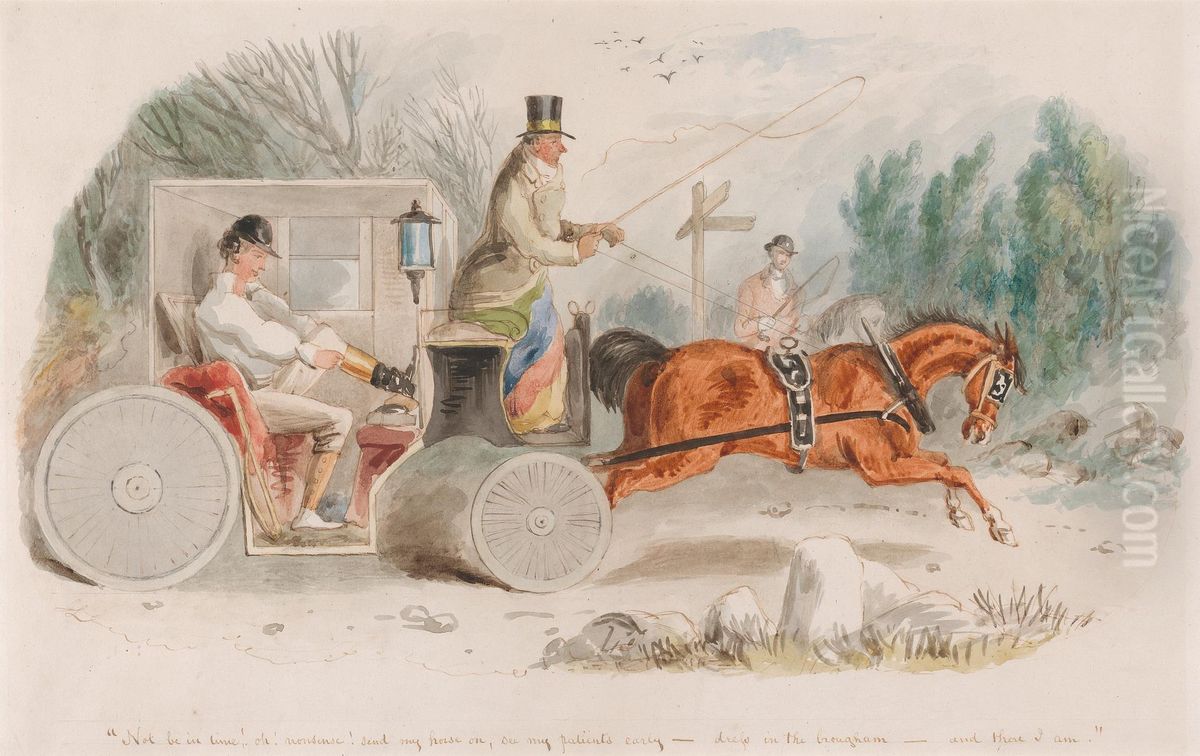 The Hunting Doctor Oil Painting by John Leech