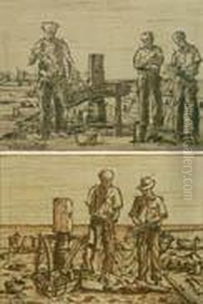 Pescatori Di Anzio Oil Painting by Antonino Calcagnodoro