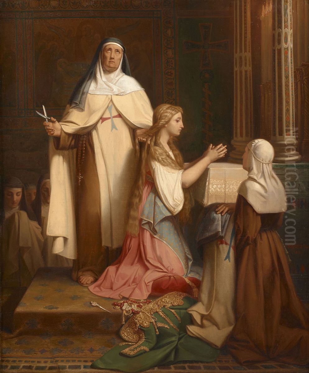 Taking the Veil Oil Painting by Adolphe Roger