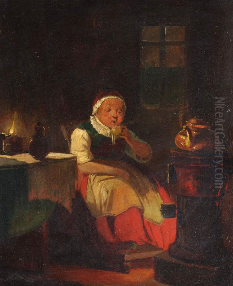 A Nice Cup of Tea Oil Painting by Louis Toussaint