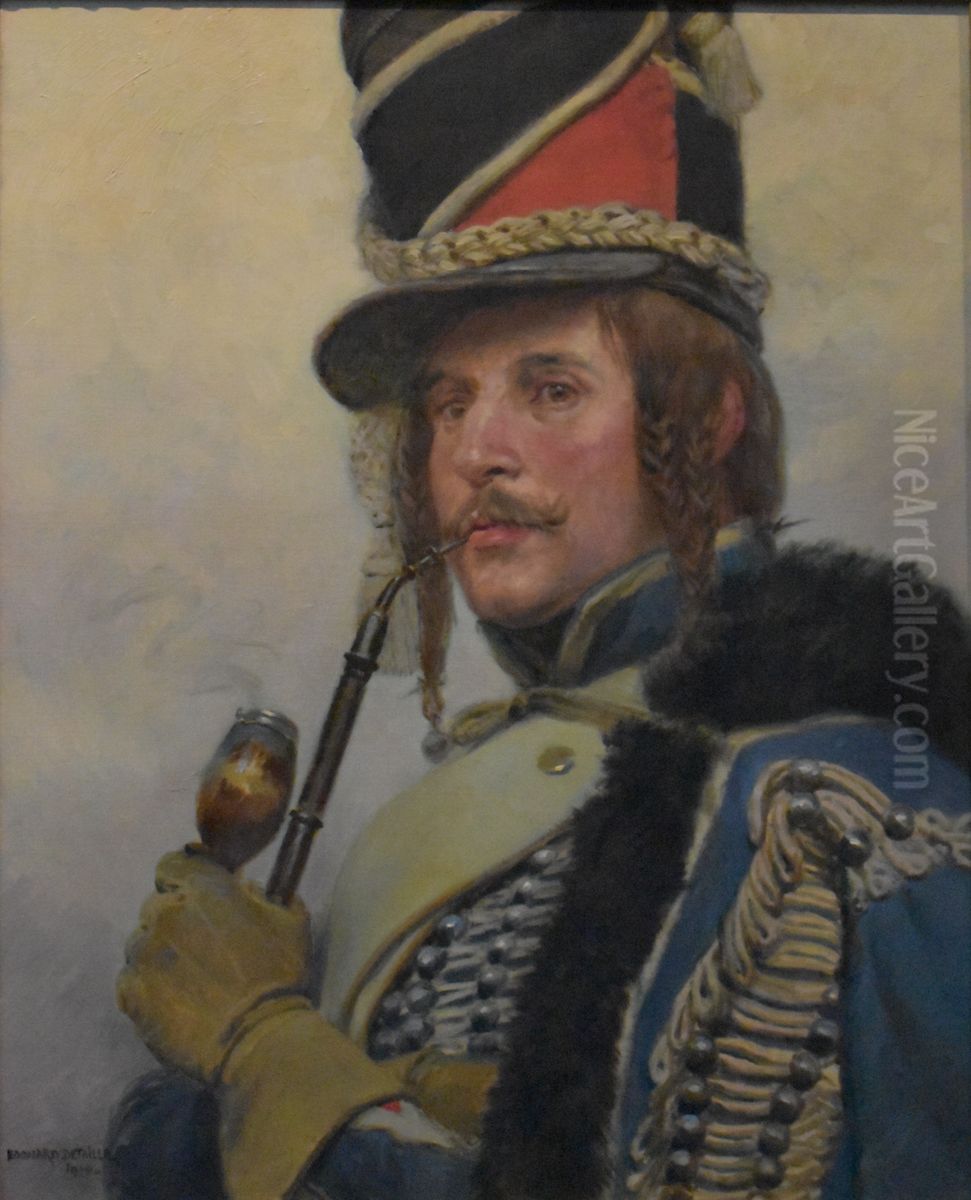 Hussard fumant la pipe Oil Painting by Edouard Detaille