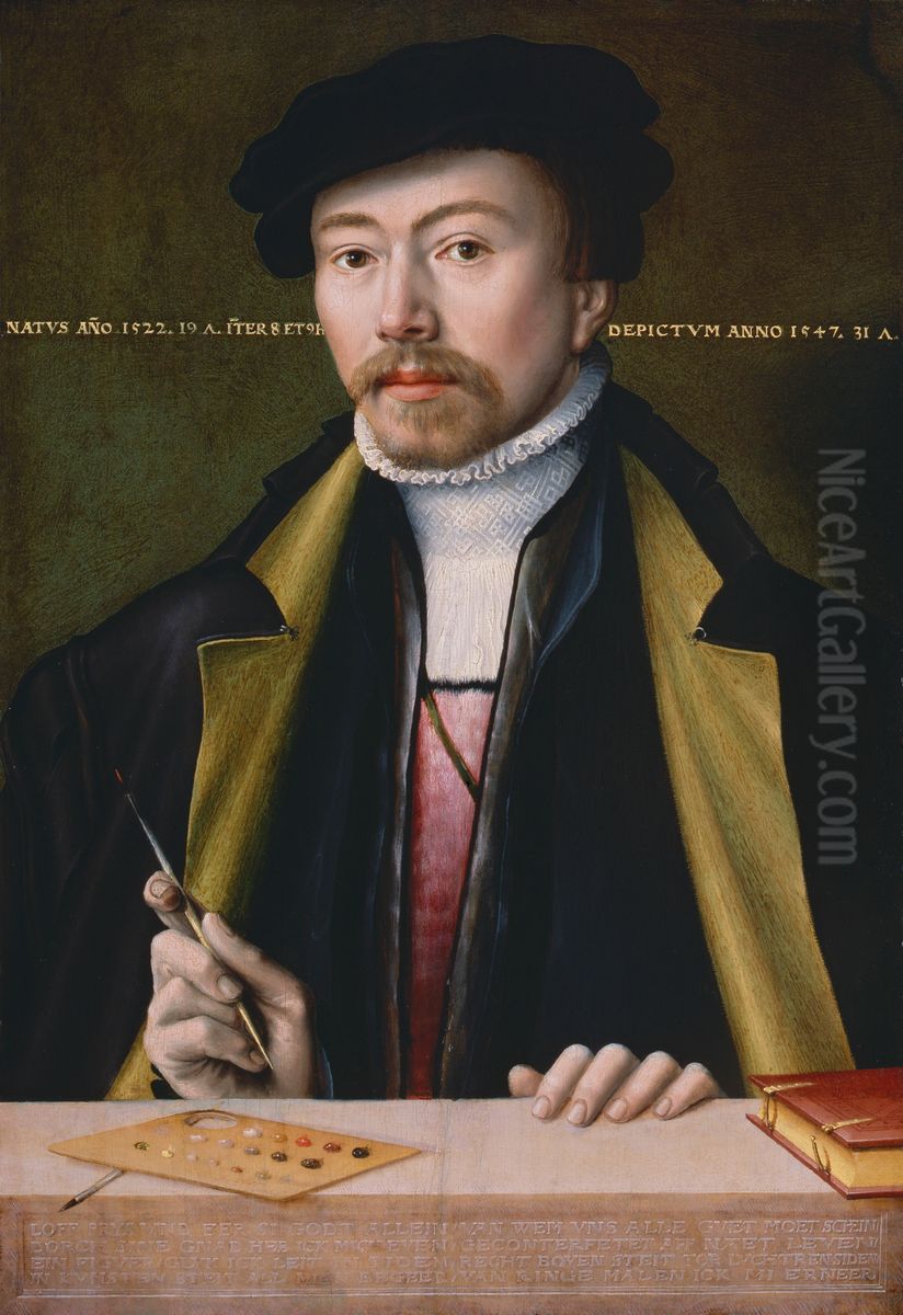 Self portrait of Ludwig tom Ring (1522-?) Oil Painting by Ludger Tom Ring the Younger